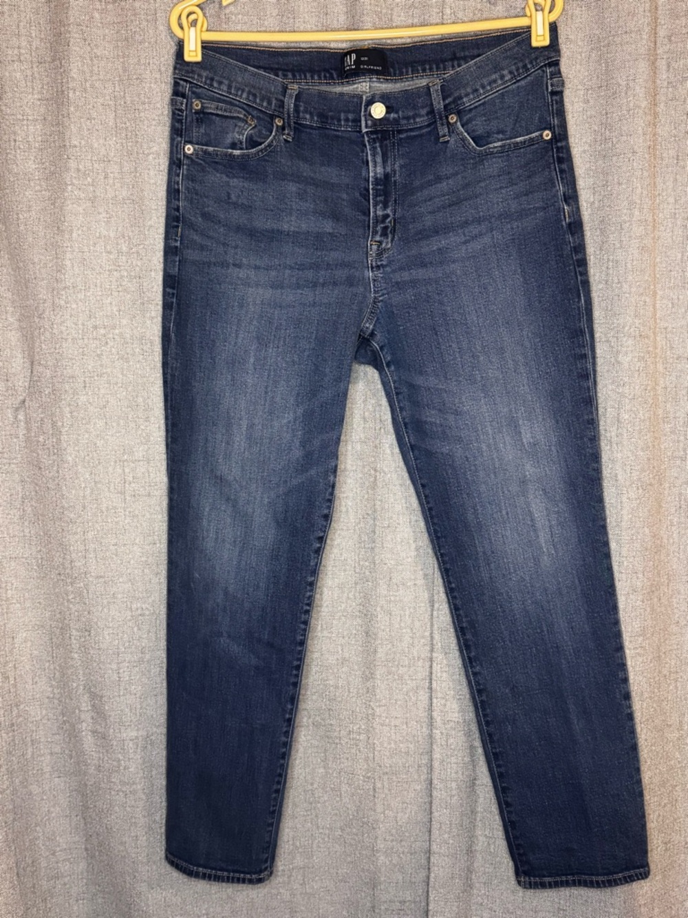 GAP Girlfriend Jeans 12/31 Straight Relaxed Fit Mid Rise Blue Denim Stretch - Picture 4 of 8